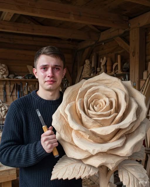 Young Woodworker’s Emotional Tribute Goes Viral After Rose Sculpture Reveal